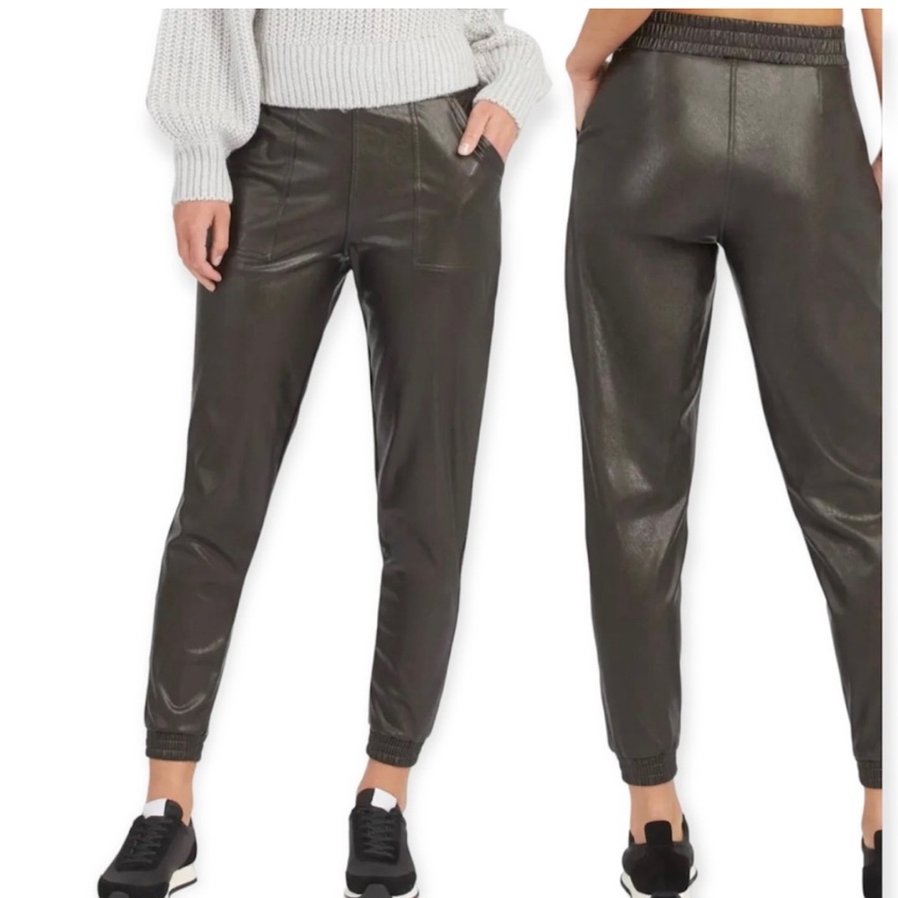Spanx Faux‎ Leather Black Jogger Pants